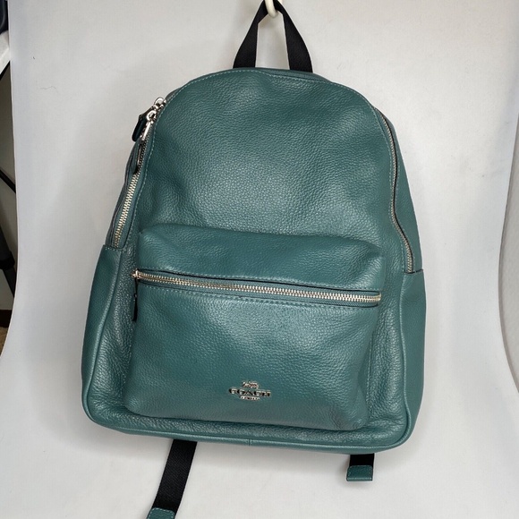 COACH Backpack Dark Turquoise Pebble Leather Silver Hardware (29004) EUC - Picture 10 of 16
